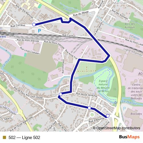 502 bus Line Map