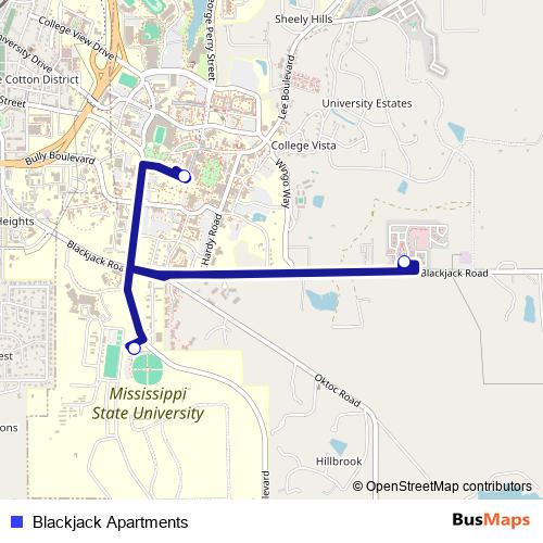 Blackjack Apartments bus Line Map