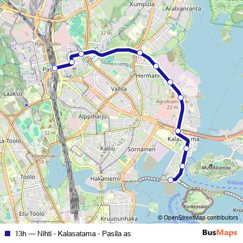 13h tram Line Map