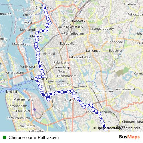 Cheranelloor ↔ Puthiakavu bus Line Map