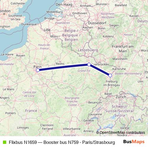 Flixbus N1659 bus Line Map