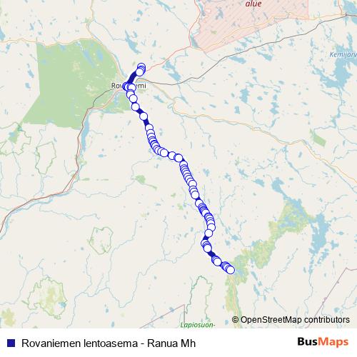 Rovaniemen lentoasema - Ranua Mh bus Line Map