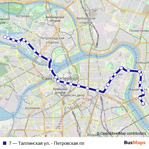 7 trolleybus Line Map