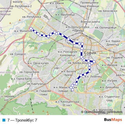 7 trolleybus Line Map