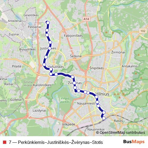 7 trolleybus Line Map
