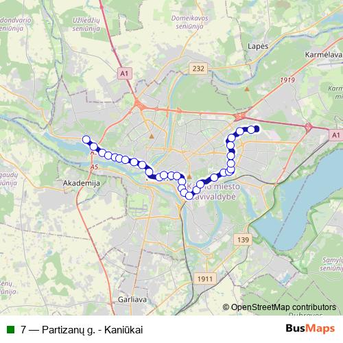 7 trolleybus Line Map