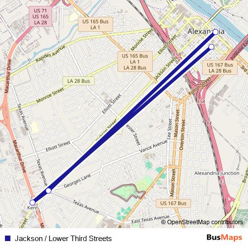 Jackson / Lower Third Streets bus Line Map