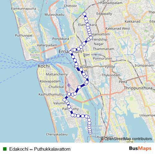 Edakochi ↔ Puthukkalavattom bus Line Map