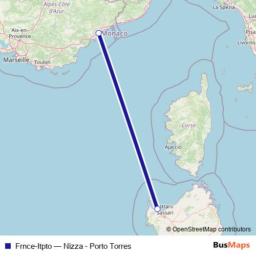 Frnce-Itpto ferry Line Map
