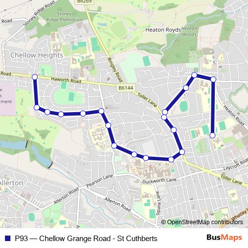 P93 bus Line Map
