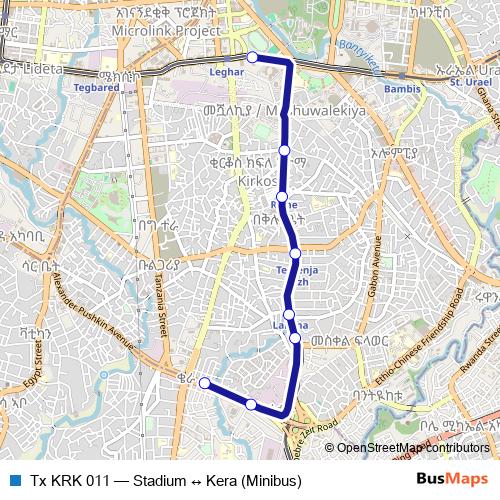 Tx KRK 011 bus Line Map