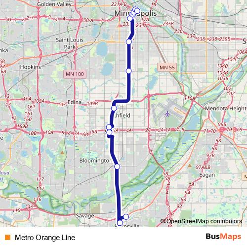Metro Orange Line bus Line Map