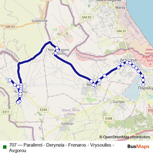 707 bus Line Map