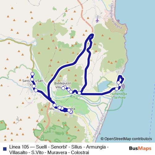 Linea 105 bus Line Map