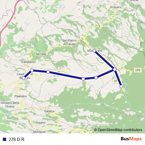 278 D R bus Line Map