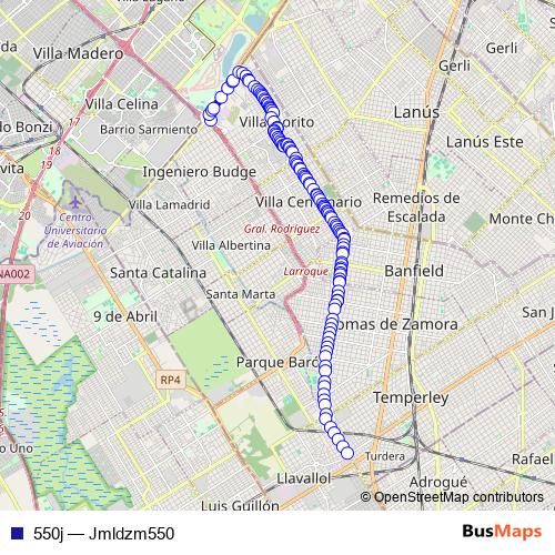 550j bus Line Map