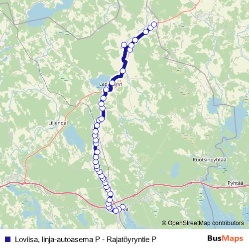 Loviisa, linja-autoasema P - Rajatöyryntie P bus Line Map