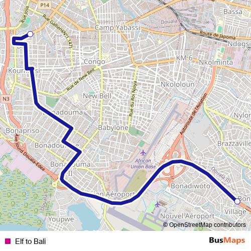 Elf to Bali bus Line Map