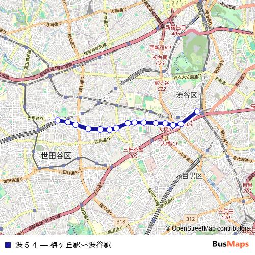 渋５４ bus Line Map