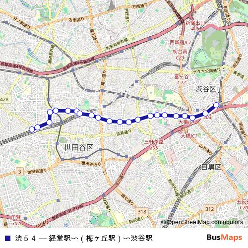 渋５４ bus Line Map
