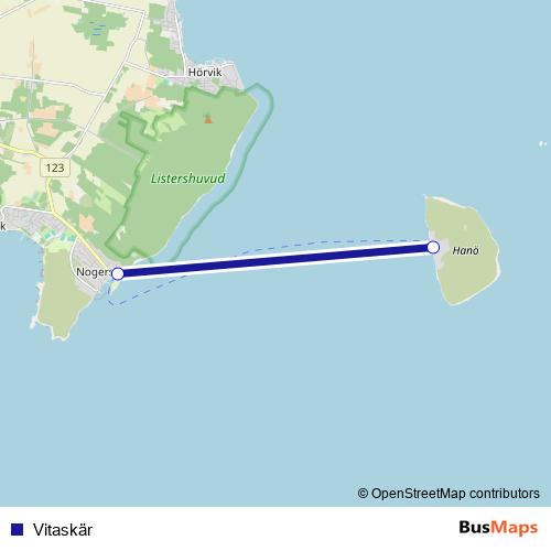 Vitaskär ferry Line Map