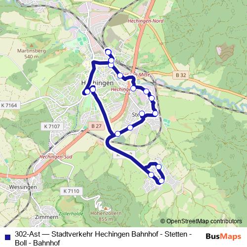 302-Ast bus Line Map