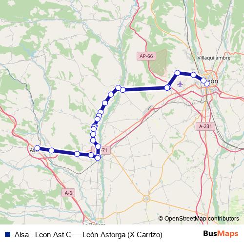 Alsa - Leon-Ast C bus Line Map