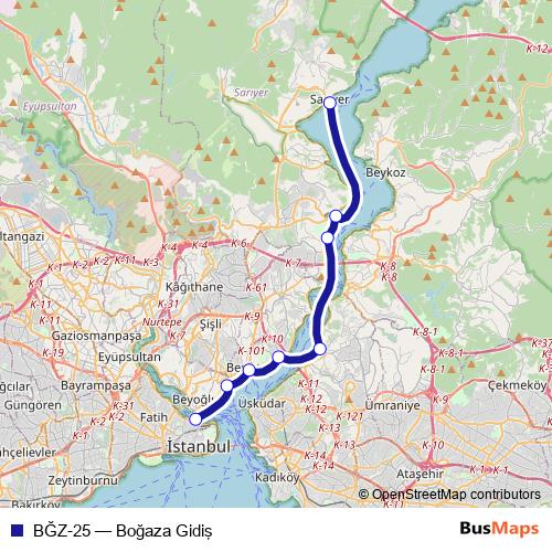 BĞZ-25 ferry Line Map