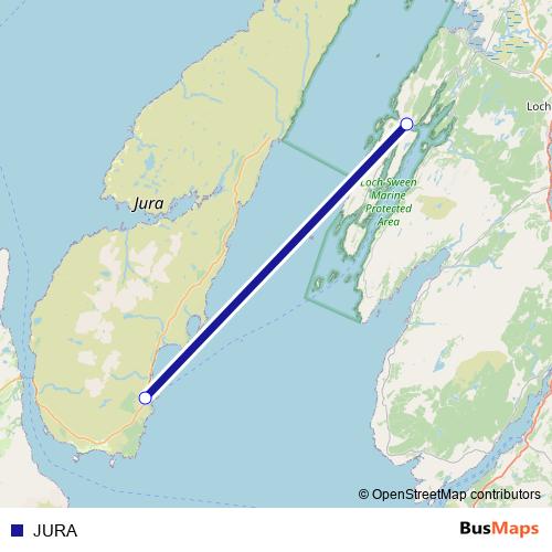 JURA ferry Line Map