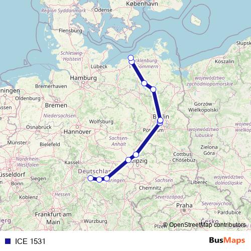 ICE 1531 rail Line Map