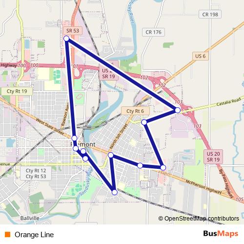 Orange Line bus Line Map