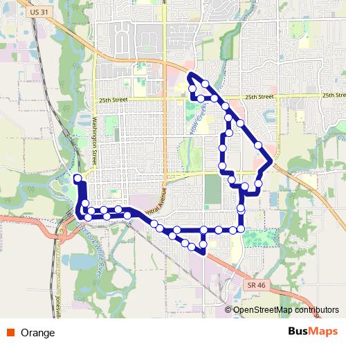 Orange bus Line Map