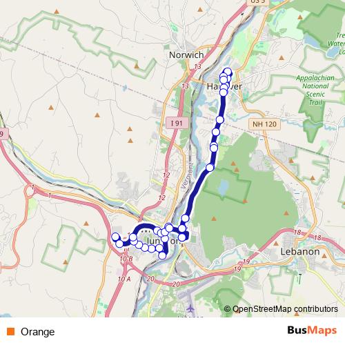 Orange bus Line Map
