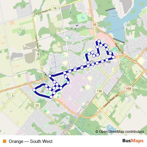 Orange bus Line Map