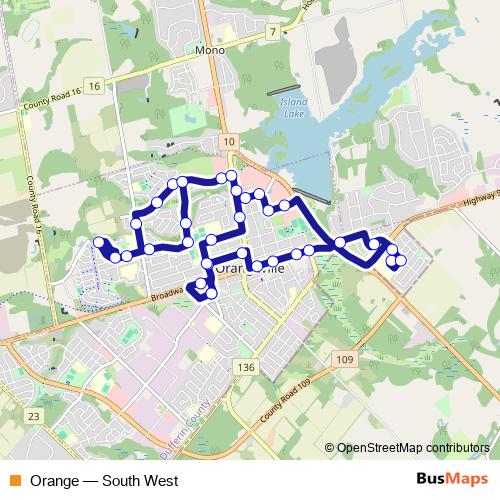 Orange bus Line Map