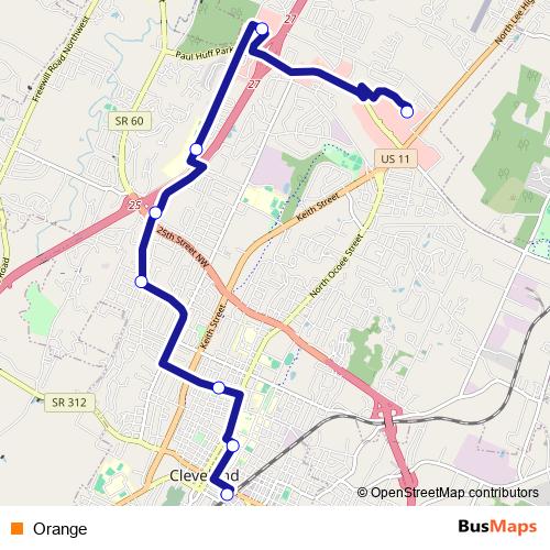 Orange bus Line Map