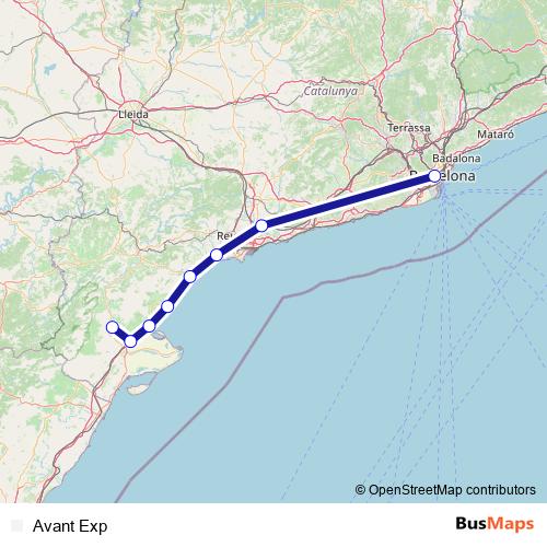 Avant Exp rail Line Map