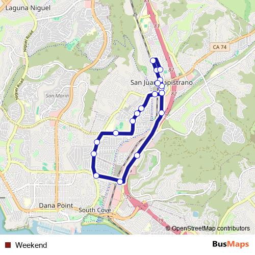 Weekend bus Line Map