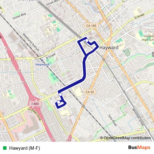 Hawyard (M-F) bus Line Map