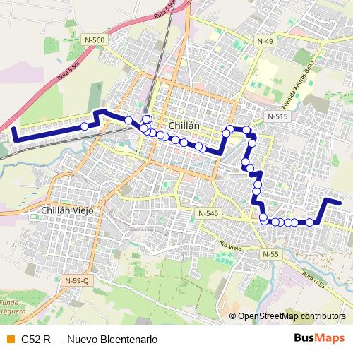 C52 R bus Line Map