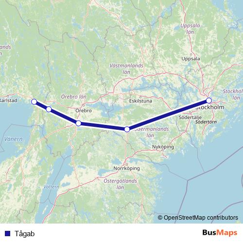 Tågab rail Line Map