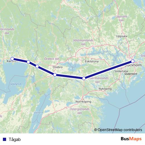 Tågab rail Line Map
