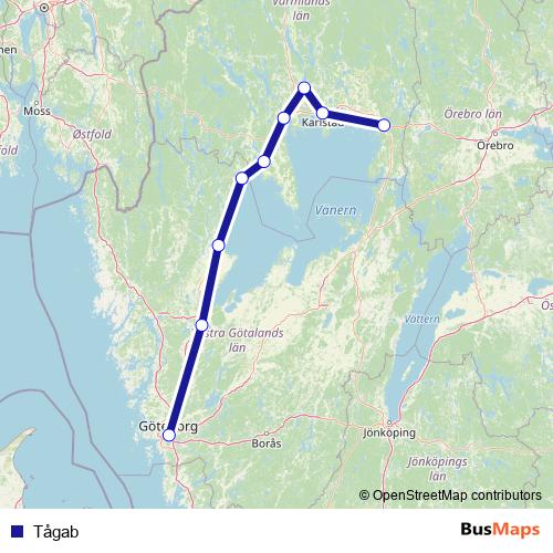 Tågab rail Line Map