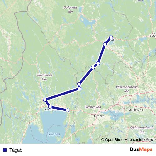 Tågab rail Line Map
