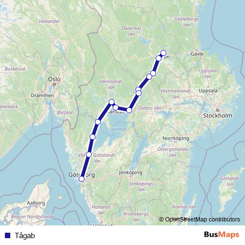 Tågab rail Line Map