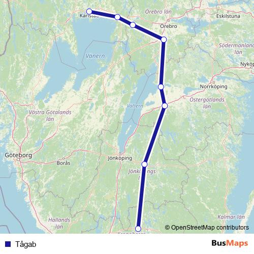 Tågab rail Line Map