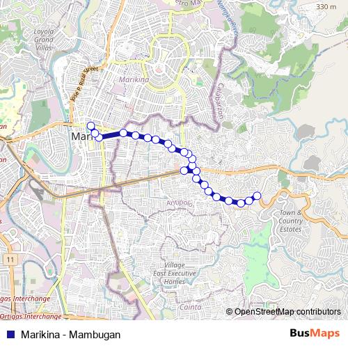 Marikina - Mambugan bus Line Map