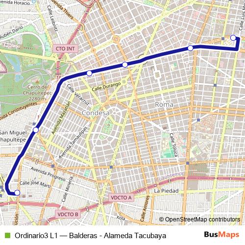 Ordinario3 L1 bus Line Map