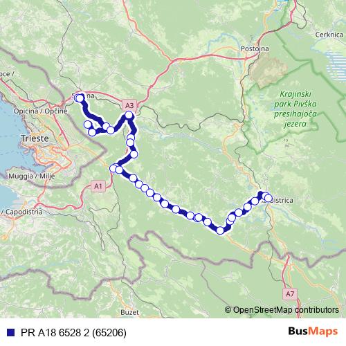PR A18 6528 2 (65206) bus Line Map