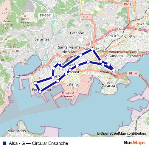 Alsa - G bus Line Map